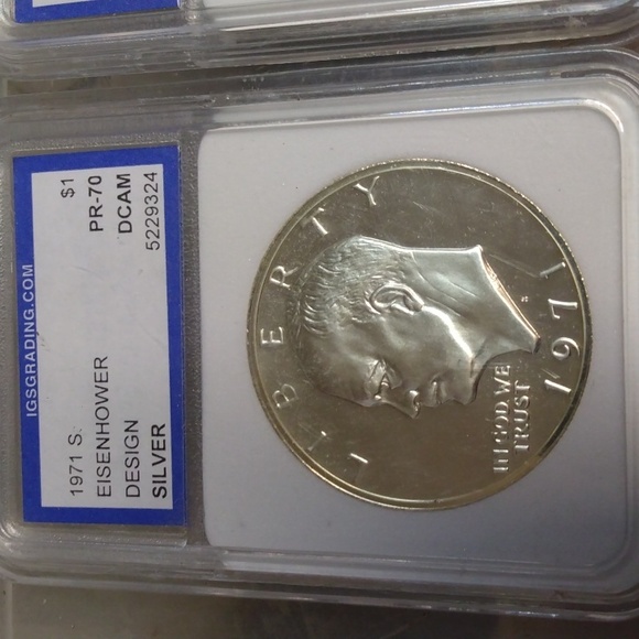 Eisenhower UNCIRCULATED silver PR 70 (4) Dollar Coins 1971s, 1972s, 1973s, 1974s - Picture 3 of 17